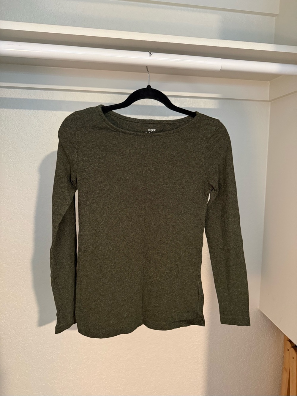 J. Crew Olive Green Long Sleeve Crewneck Top